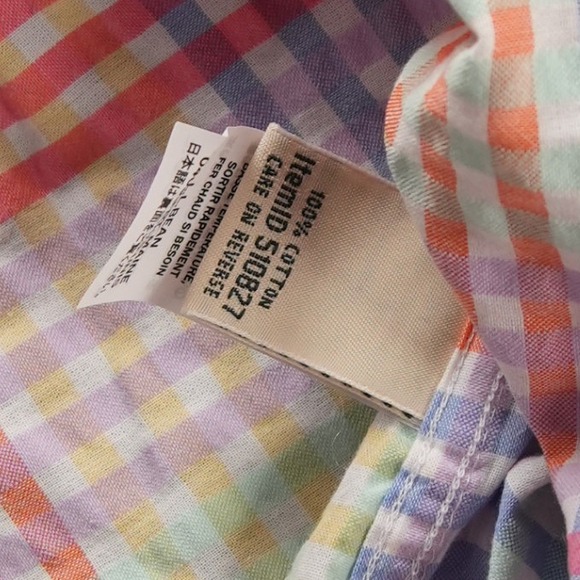 L.L. Bean Seersucker Rainbow Plaid 1/2 Button Shirt Womens XL Short Sleeve - Picture 11 of 14